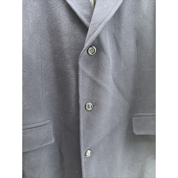 Vintage “Man In Wool” Pure Wool Deep Navy Blue Topcoat XL  46x42 - Picture 7 of 8